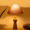 Devansh Grey Cotton Table Lamp With  Wood Natural Base (10X18 Inches)-32