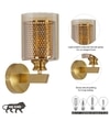 Lambeth Single Light Wall Fitting In Brass Finish Metal With Amber Glass