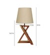 Catapult Brown Wooden Table Lamp with Black Fabric Lampshade