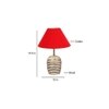 Red cotton with White Brushed Wood Table Lamp
