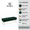 Doe Buck Upholstered Bench in Green Colour with Channel Stitching and Gold Legs