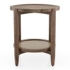 Tora Solid Wood and Cane with Glass Side Table In Danish Walnut Finish