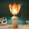 Devansh Lotus Bamboo  Shade  Lamp With  Wood & Mosaic Glass Base For Decoration /Office/Home/Gifting/Study For Office/Home/Gifting -(12X12X19.25) Inches -