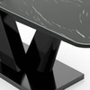 Caribu 6 To 8 Extendable Dining Table With 8 Doris Swivel Accent Chairs (Chair Colour- Blue, Finish- Black High Gloss)