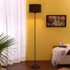 Saul Black Cotton Shade Floor Lamp