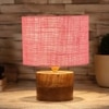 Dahl Pink Jute table lamp with Natural Wood Base