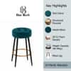 Doe Buck Tufted Counter Height Bar Stool in Teal Colour with Gold Footrest