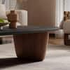 Veril Coffee Table Natural Finish and Walnut Color