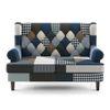 Minnelli 2 Seater Fabric Loveseat In Indigo Patch Work Colour