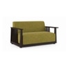 Serra 2 Seater Wooden Sofa In Mahogany Finish & Green Olivia Colour