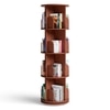 360° Rotating Bookshelf – 4 Tier Multi-Level Book Display and Storage Shelf, Brown Finish