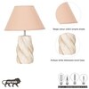 BURFORD Small Distress White Finish  Wood Table Lamp With Beige Cotton Shade