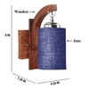 Devansh Solid Wood Electric Wall Light in Brown Colour with Blue Shade Count of 1 Light