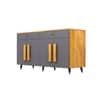 Hexa Red Multipurpose Storage Cabinet With 2 Drawer 4 Door in Giant Wood And Slate Grey Colour