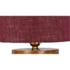 Daiva Maroon Jute table lamp with Natural Wood Base