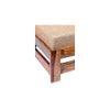 Amber Sheesham Wood Foot Stool in Teak Finish with Jute Beige Cushion