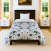 Green Floral 300 Cms Cotton Single Bed Size Comforter From Threads