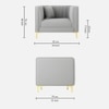 Texude Velvet 1 Seater Sofa in Grey Colour