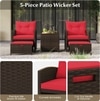 Carry Bird Wicker Patio Furniture Outdoor Balcony Chairs In Brown And Red Colour