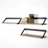 Slope Solid Wood Wall Shelf in Mango Natural & Metal Black