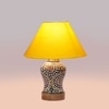 Devansh Conical Yellow Cotton Shade Lamp With Wood & Mosaic Glass Base For Decoration/Office/Home/Gifting/Study For Decoration/Office/Home/Gifting/Study -(10X10X14.5) Inches -A