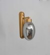 Zen Single Light Wall Fitting In Brass Finish Metal With Gray Glass
