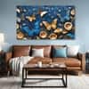 The Castle Decor Golden Butterfly Wall Art Set of 5 Wooden Framed Digital Painting 27x48 Inch