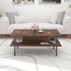 Eatame Engineered Wood Coffee Center Sofa Tea/Teapoy Console Table With Metal Legs For Sofa Set Living Room Home Hall (Brown Maple)