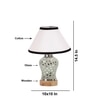 Devansh Conical White & Black  Cotton Shade Lamp With Wood & Mosaic Glass Base For Decoration/Office/Home/Gifting/Study For Decoration/Office/Home/Gifting/Study -(10X10X14.5) Inches -A