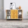 Hexa Red Multipurpose Storage Cabinet With 3 Drawer 2 Door in Frosty White And Giant Wood Colour