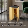 Belle Round Black Mirror and Metal Side Table in Gold finish