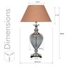 Hinton Blue Glass And Nickel Finish Metal Table Lamp With Beige Cotton Shade