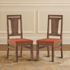 Tessa Solid Wood Dining Chair In Sienna Teak Finish With Burnt Orange Colour Fabric