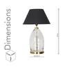 ELVORA Diamond Cut Clear Glass Table Lamp with Brass Base Black Shade