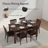 Diner Solid Wood Dining Chair Set Of 2 In Dark Walnut Finish With Grey Colour Fabric