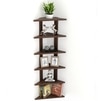 Bluewud Wudville Braine Engineered Wood Wall Mount Corner Shelf, Display Rack, (6 Tringle Shelves - Wenge)