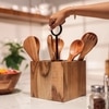 Ireka Home Block Buddy Utensils Holder – Wooden Cutlery Organizer Stand