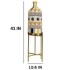Stripe It Out Glass Shade Electric Table Lamp with Metal Base in White Colour
