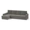 Apollo Compact Sofa (Colour : Ash Grey Velvet, Cushion : Hard, Back Type : High Back, Seating Capacity : Left Aligned 3 Seater + Left Aligned Chaise + Ottoman)