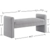 Wooden Twist Soft Hropzy Boucle Upholstered Armrest Ottoman Bench in Light Grey Colour