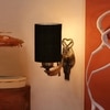 Devansh Metal Electric Wall Light in Antique Gold Colour with Black Shade Count of 1 Light