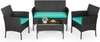Carry Bird Wicker Patio Furniture Accessorie 4 Seater Sets In Black And Blue Colour