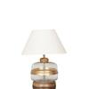 VARELLO Clear Glass Table Lamp with Gold Accent and Wood Base