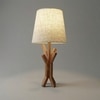 Vrikshya Wooden Table Lamp with Brown Base and Premium White Fabric Lampshade