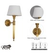 Parker Single Light Wall Fitting In Antique Brass Finish Metal With White Cotton Shade