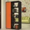 Nikola Large Crockery cum Bookshelf and Divider Unit in Antique Ebony Light Orange Colour