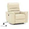 Marlowe Single Seater Motorised Recliner in Ancient Ivory Cream Leatherette Colour