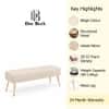 Doe Buck Upholstered Bench in Beige Colour with Channel Stitching and Gold Legs