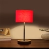Devansh Red Cotton Table Lamp With  Natural  Wood Base  & Steel Pipe (7X17 Inches)-4