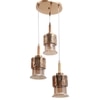 Eliante Hanging Light, 3 Bulb, Champaign Glass Shade, Mild Steel Pendant Lighting